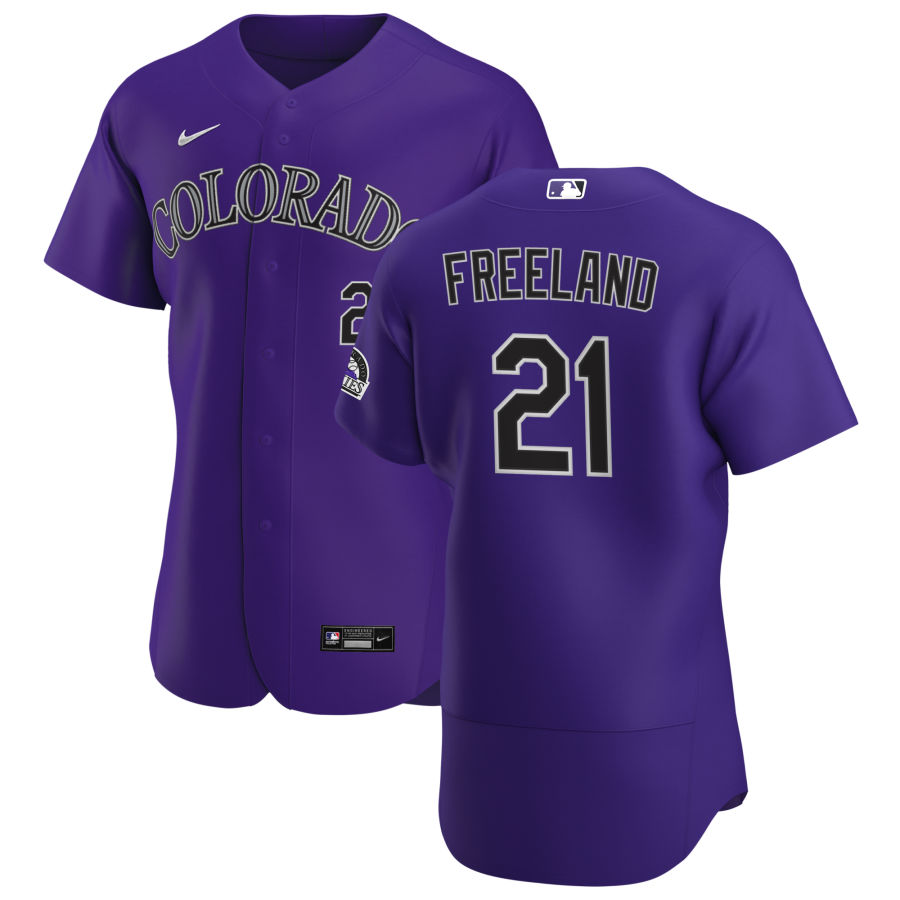 Colorado Rockies 21 Kyle Freeland Men Nike Purple Alternate 2020 Authentic Player MLB Jersey